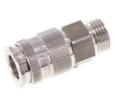 Stainless Steel 316L DN 10 Air Coupling Socket G 1/2 inch Male Double Shut-Off