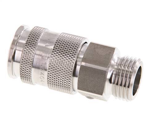 Stainless Steel 316L DN 10 Air Coupling Socket G 1/2 inch Male Double Shut-Off