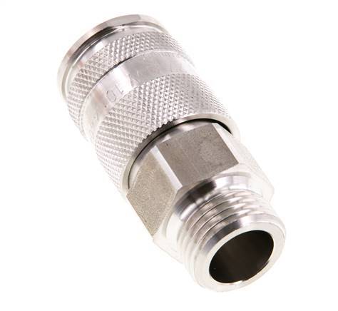 Stainless Steel 316L DN 10 Air Coupling Socket G 1/2 inch Male Double Shut-Off