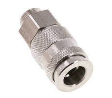 Stainless Steel 316L DN 10 Air Coupling Socket G 3/8 inch Male Double Shut-Off