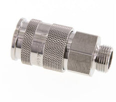 Stainless Steel 316L DN 10 Air Coupling Socket G 3/8 inch Male Double Shut-Off