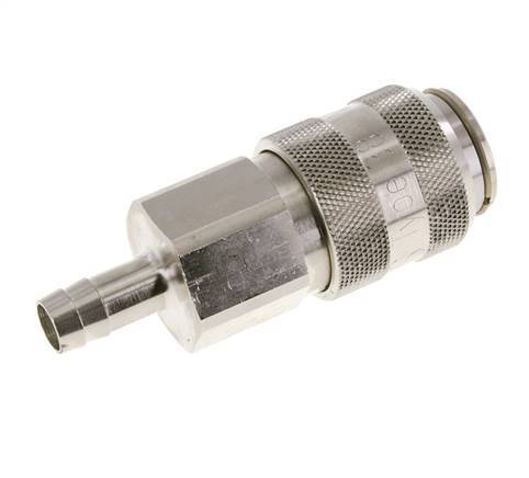 Nickel-plated Brass DN 15 Air Coupling Socket 13 mm Hose Pillar Double Shut-Off