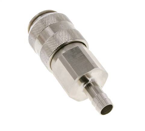 Nickel-plated Brass DN 15 Air Coupling Socket 13 mm Hose Pillar Double Shut-Off