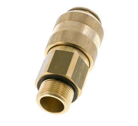 Brass DN 15 Air Coupling Socket G 3/4 inch Male Double Shut-Off