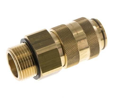 Brass DN 15 Air Coupling Socket G 1 inch Male Double Shut-Off