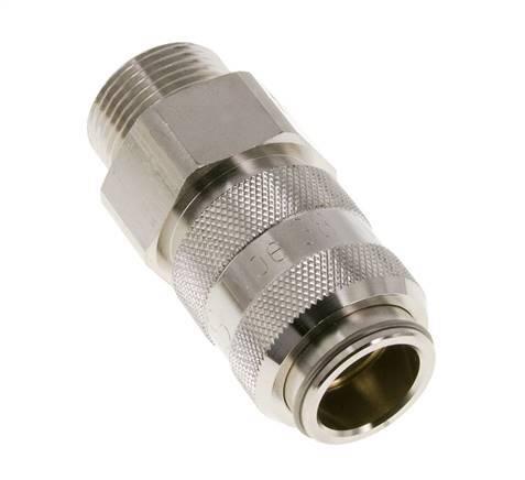 Nickel-plated Brass DN 15 Air Coupling Socket G 1 inch Male Double Shut-Off