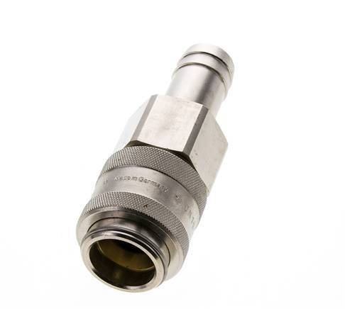 Nickel-plated Brass DN 19 Air Coupling Socket 25 mm Hose Pillar Double Shut-Off