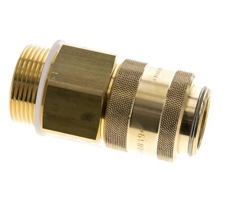 Brass DN 19 Air Coupling Socket G 1 1/4 inch Male Double Shut-Off