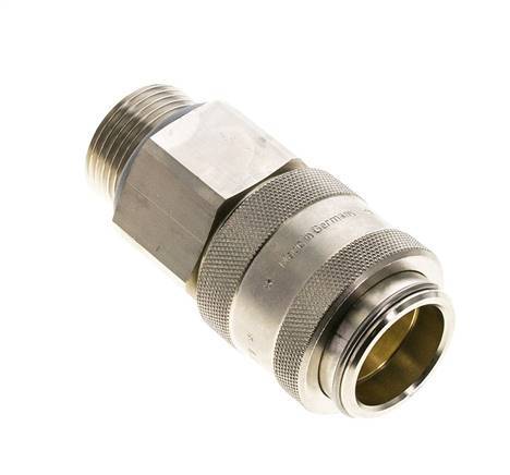 Nickel-plated Brass DN 19 Air Coupling Socket G 1 inch Male Double Shut-Off