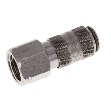 Stainless Steel 316L DN 2.7 (Micro) Air Coupling Socket G 1/8 inch Female Double Shut-Off