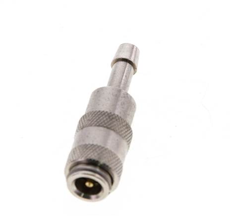 Nickel-plated Brass DN 2.7 (Micro) Air Coupling Socket 4 mm Hose Pillar Double Shut-Off
