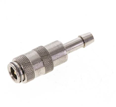 Nickel-plated Brass DN 2.7 (Micro) Air Coupling Socket 4 mm Hose Pillar Double Shut-Off