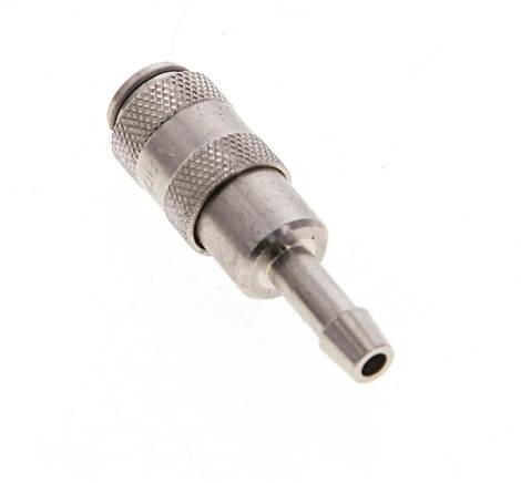 Nickel-plated Brass DN 2.7 (Micro) Air Coupling Socket 4 mm Hose Pillar Double Shut-Off