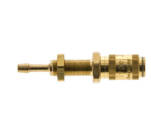 Brass DN 2.7 (Micro) Air Coupling Socket 3 mm Hose Pillar Bulkhead Double Shut-Off