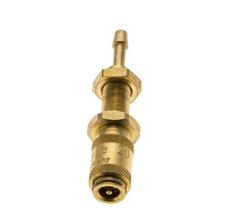 Brass DN 2.7 (Micro) Air Coupling Socket 3 mm Hose Pillar Bulkhead Double Shut-Off