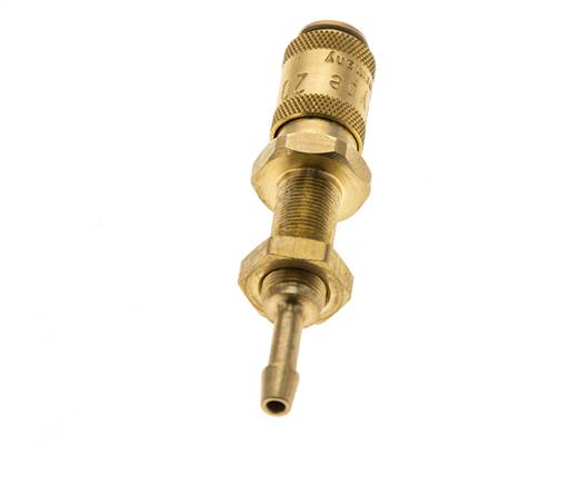 Brass DN 2.7 (Micro) Air Coupling Socket 3 mm Hose Pillar Bulkhead Double Shut-Off