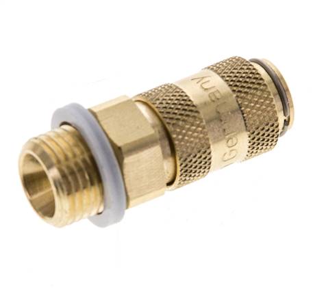 Brass DN 2.7 (Micro) Air Coupling Socket G 1/8 inch Male Double Shut-Off