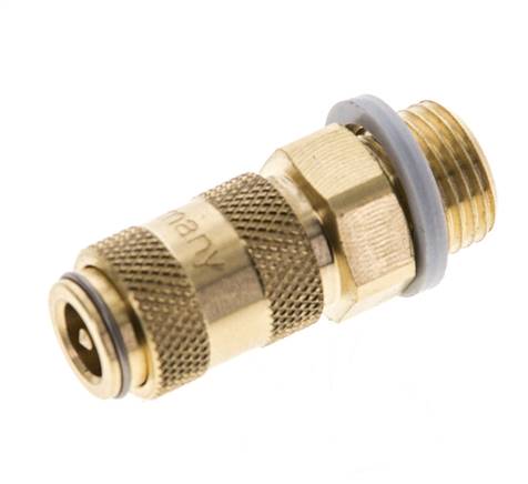 Brass DN 2.7 (Micro) Air Coupling Socket G 1/8 inch Male Double Shut-Off