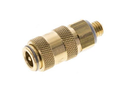Brass DN 2.7 (Micro) Air Coupling Socket M5 Male Double Shut-Off