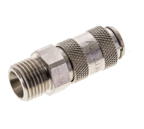 Nickel-plated Brass DN 2.7 (Micro) Air Coupling Socket G 1/8 inch Male Double Shut-Off