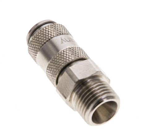 Nickel-plated Brass DN 2.7 (Micro) Air Coupling Socket G 1/8 inch Male Double Shut-Off