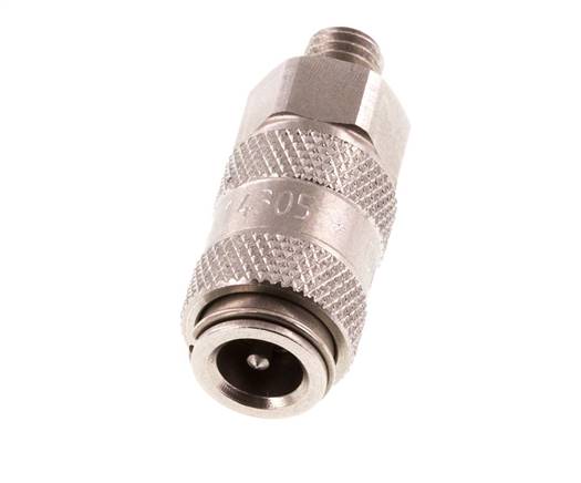 Stainless steel DN 2.7 (Micro) Air Coupling Socket G 1/8 inch Male Double Shut-Off