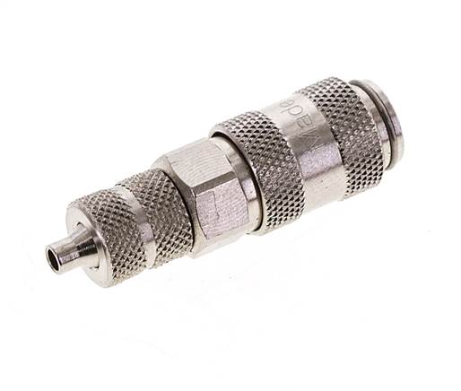 Nickel-plated Brass DN 2.7 (Micro) Air Coupling Socket 3x4.3 mm Union Nut Double Shut-Off