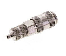 Nickel-plated Brass DN 2.7 (Micro) Air Coupling Socket 3x4.3 mm Union Nut Double Shut-Off