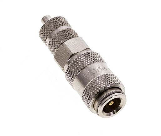 Nickel-plated Brass DN 2.7 (Micro) Air Coupling Socket 3x4.3 mm Union Nut Double Shut-Off