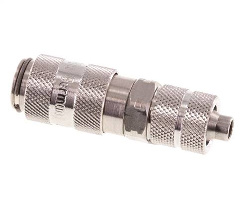 Stainless Steel 316L DN 2.7 (Micro) Air Coupling Socket 4x6 mm Union Nut Double Shut-Off