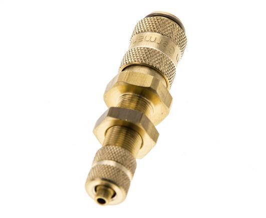 Brass DN 2.7 (Micro) Air Coupling Socket 3x4.3 mm Union Nut Bulkhead