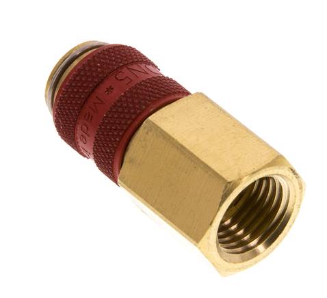 Brass DN 5 Red Air Coupling Socket G 1/4 inch Female