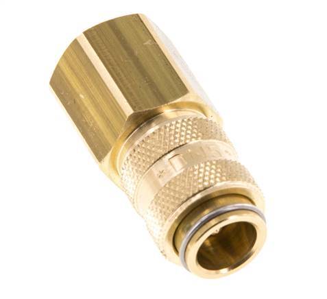 Brass DN 5 Air Coupling Socket G 1/4 inch Female Double Shut-Off