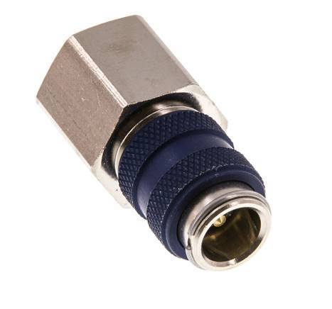Nickel-plated Brass DN 5 Blue Air Coupling Socket G 3/8 inch Female Double Shut-Off