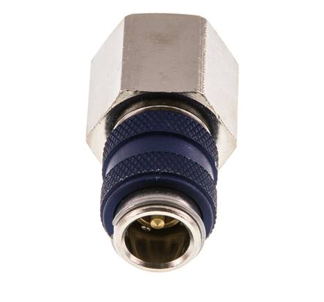 Nickel-plated Brass DN 5 Blue Air Coupling Socket G 3/8 inch Female Double Shut-Off