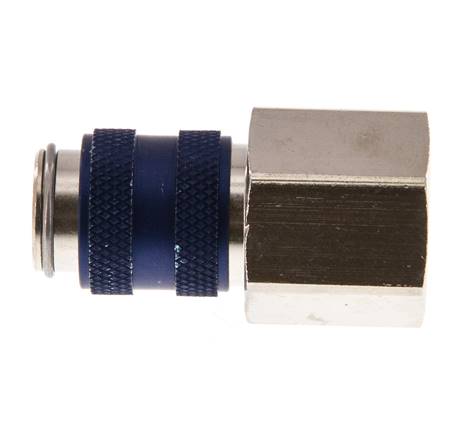 Nickel-plated Brass DN 5 Blue Air Coupling Socket G 3/8 inch Female Double Shut-Off