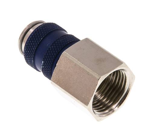 Nickel-plated Brass DN 5 Blue Air Coupling Socket G 3/8 inch Female Double Shut-Off