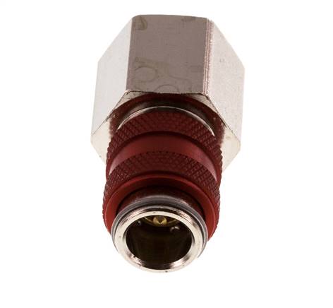 Nickel-plated Brass DN 5 Red Air Coupling Socket G 3/8 inch Female Double Shut-Off