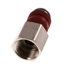 Nickel-plated Brass DN 5 Red Air Coupling Socket G 3/8 inch Female Double Shut-Off