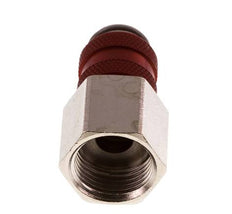 Nickel-plated Brass DN 5 Red Air Coupling Socket G 3/8 inch Female Double Shut-Off