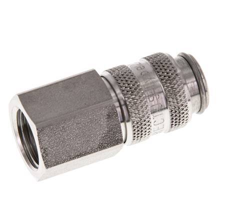 Stainless Steel 316L DN 5 Air Coupling Socket G 1/4 inch Female Double Shut-Off