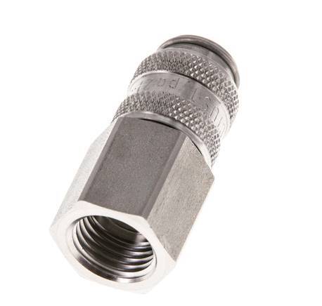 Stainless Steel 316L DN 5 Air Coupling Socket G 1/4 inch Female Double Shut-Off