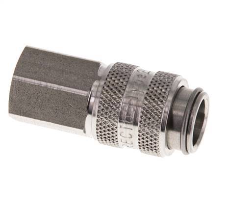 Stainless Steel 316L DN 5 Air Coupling Socket G 1/8 inch Female Double Shut-Off