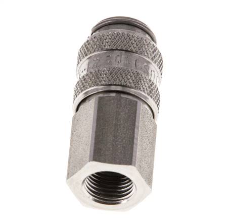 Stainless Steel 316L DN 5 Air Coupling Socket G 1/8 inch Female Double Shut-Off