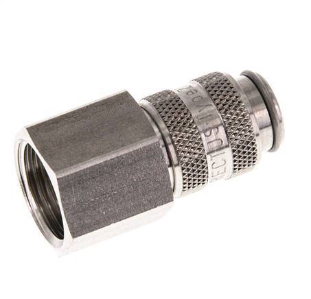 Stainless Steel 316L DN 5 Air Coupling Socket G 3/8 inch Female Double Shut-Off