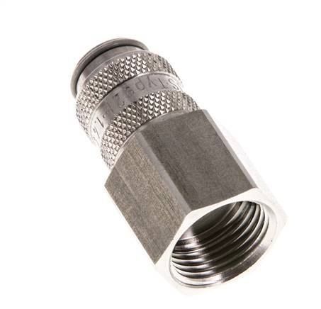 Stainless Steel 316L DN 5 Air Coupling Socket G 3/8 inch Female Double Shut-Off