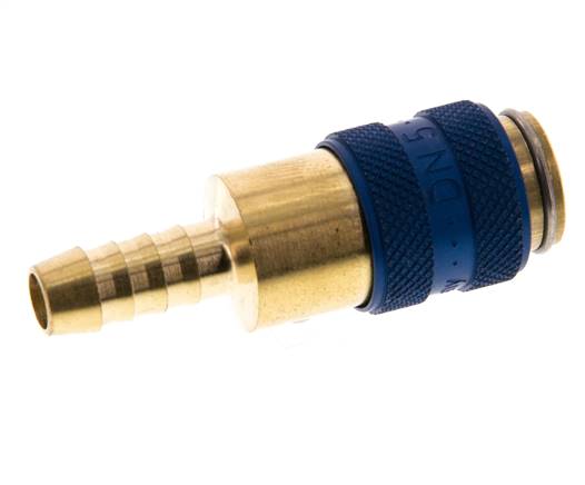 Brass DN 5 Blue Air Coupling Socket 6 mm Hose Pillar