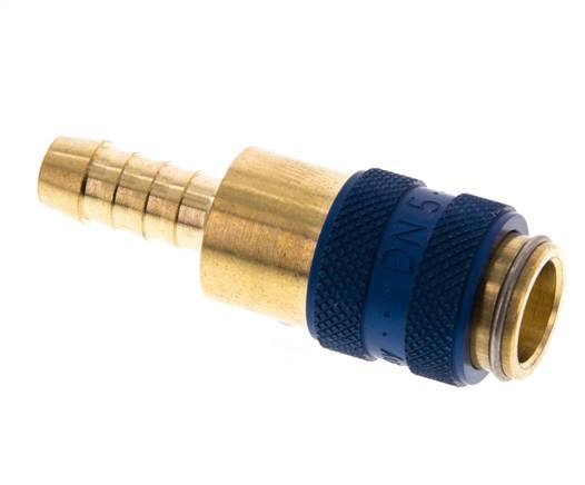 Brass DN 5 Blue Air Coupling Socket 6 mm Hose Pillar