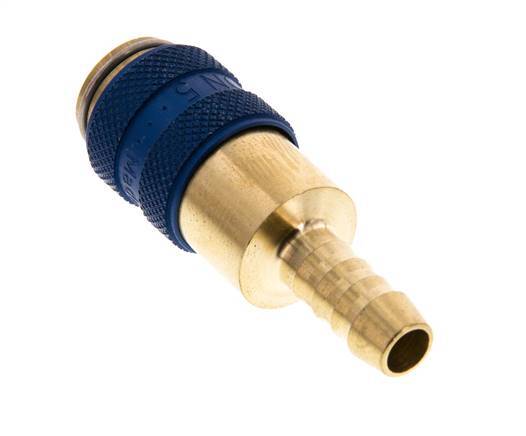 Brass DN 5 Blue Air Coupling Socket 6 mm Hose Pillar