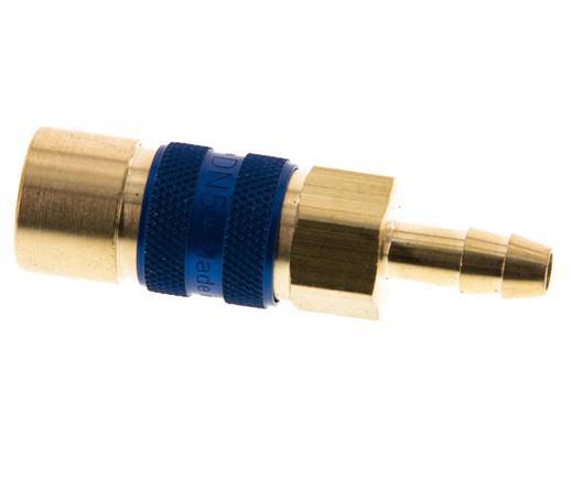 Brass DN 5 Blue-Coded Air Coupling Socket 6 mm Hose Pillar